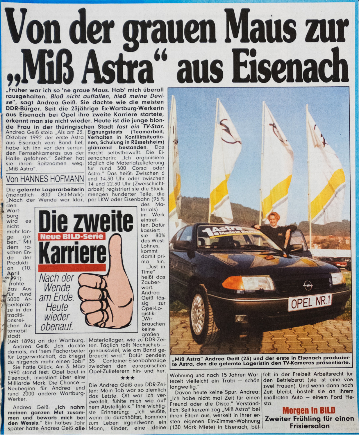 Promistatus: Medien wie die Bild-Zeitung berichteten in den 90er-Jahren über Andrea Geiß.